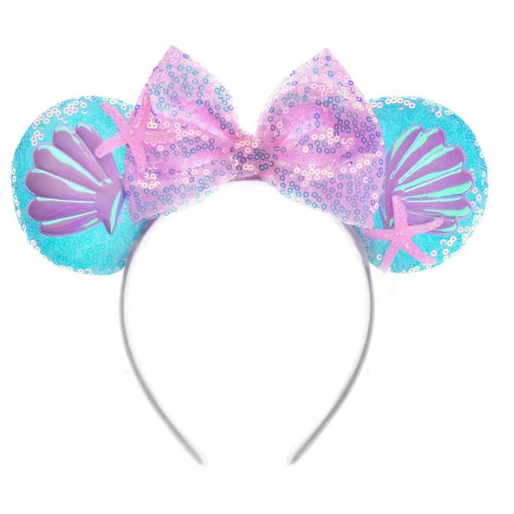 Wholesale Double Size Sequin Mouse Ears Headband Princess Elsa and Anna Hair Hoops Hairbands