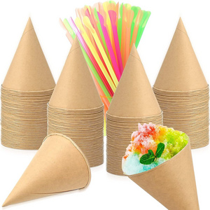 Multi Colored Spoon Straws, Leakproof Disposable Paper Cone Cups for Slush Shaved Ice Cream  Office Water