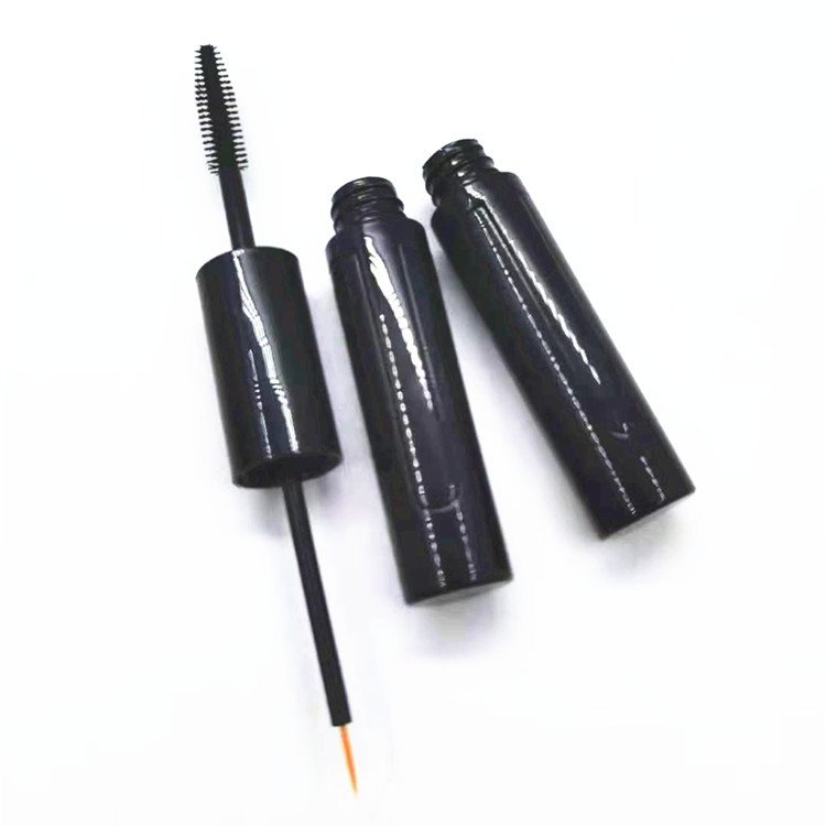 Custom empty double-end 5ml+5ml black mascara tube with silica gel brush/eyeliner false eyelash glue bottle cosmetic package