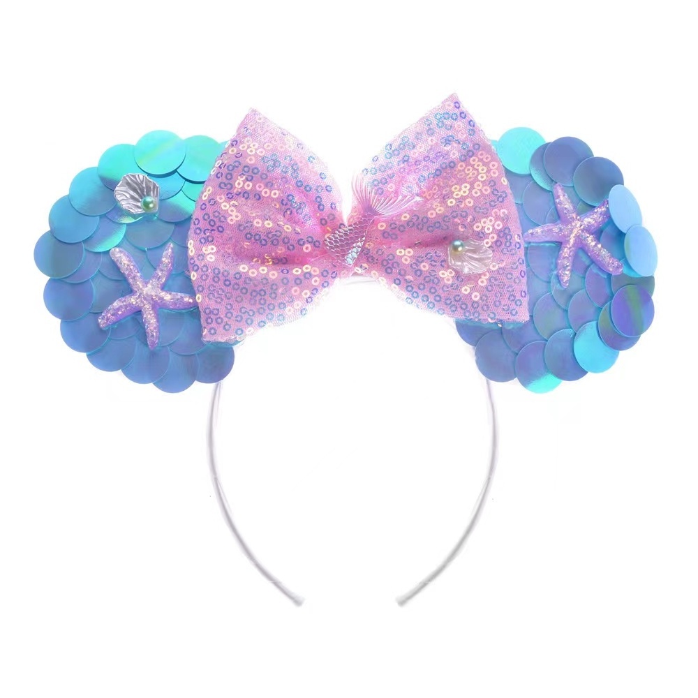 Wholesale Double Size Sequin Mouse Ears Headband Princess Elsa and Anna Hair Hoops Hairbands