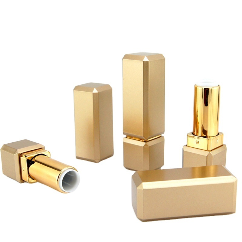 luxury bulk custom 3.8g square metal aluminium  gold empty lipstick tubes unique