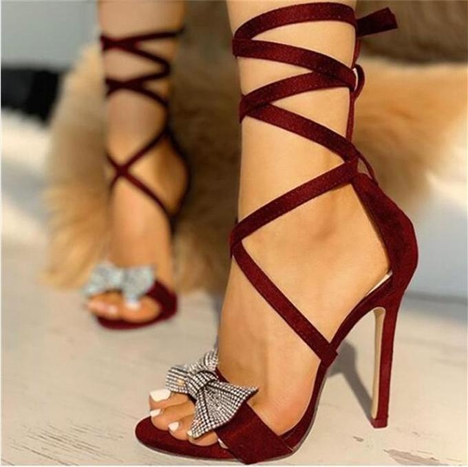 Hot sale new collection summer styles thin heeled big sizes sex Sandals hot Girl Shoes Women Sandals Heels with Rhinestone