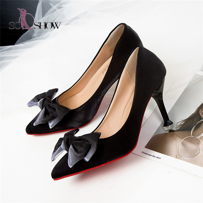 ladies shoes comfortable bowknot fancy high heels sweet women shoes