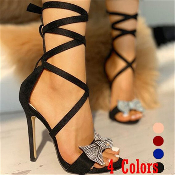 Hot sale new collection summer styles thin heeled big sizes sex Sandals hot Girl Shoes Women Sandals Heels with Rhinestone