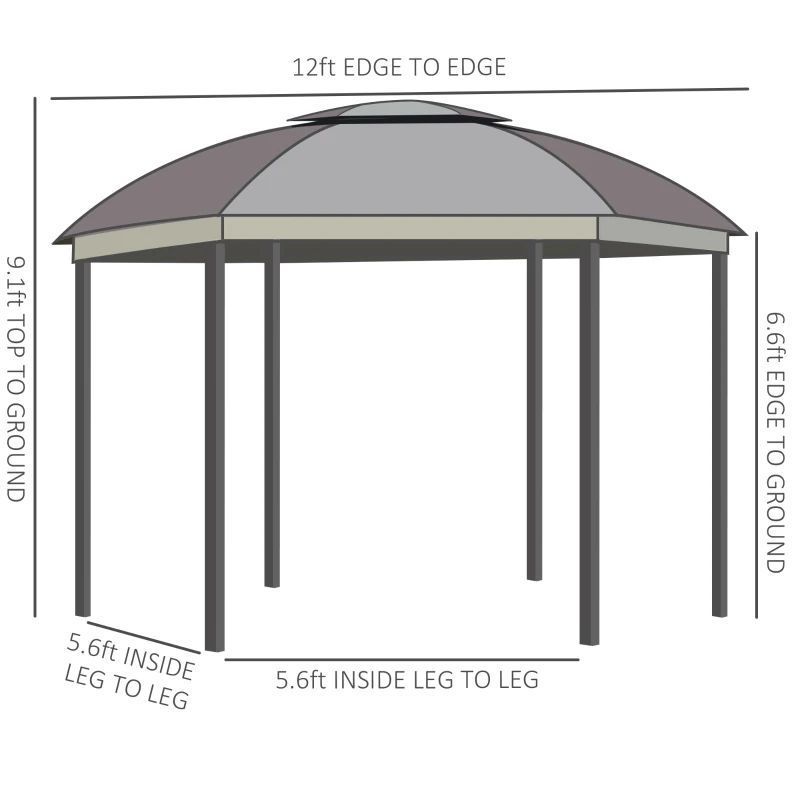 Patio Gazebo,Netting & Curtains, Solid Steel Frame for Garden Double Roof Hexagon Outdoor Gazebo Canopy