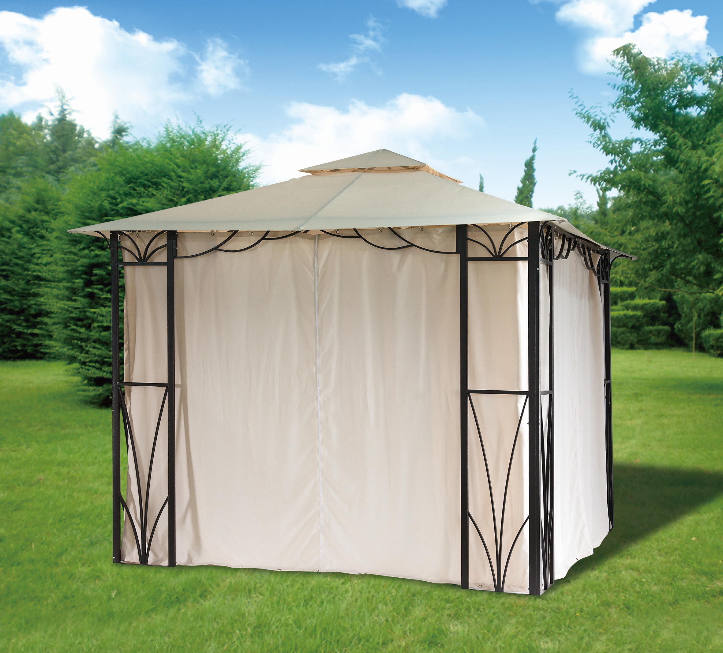 8' x 5' 2-Tier Canopy Top Grill Gazebo Outdoor Patio Barbecue Gazebo Shelter With Sturdy Steel Frame