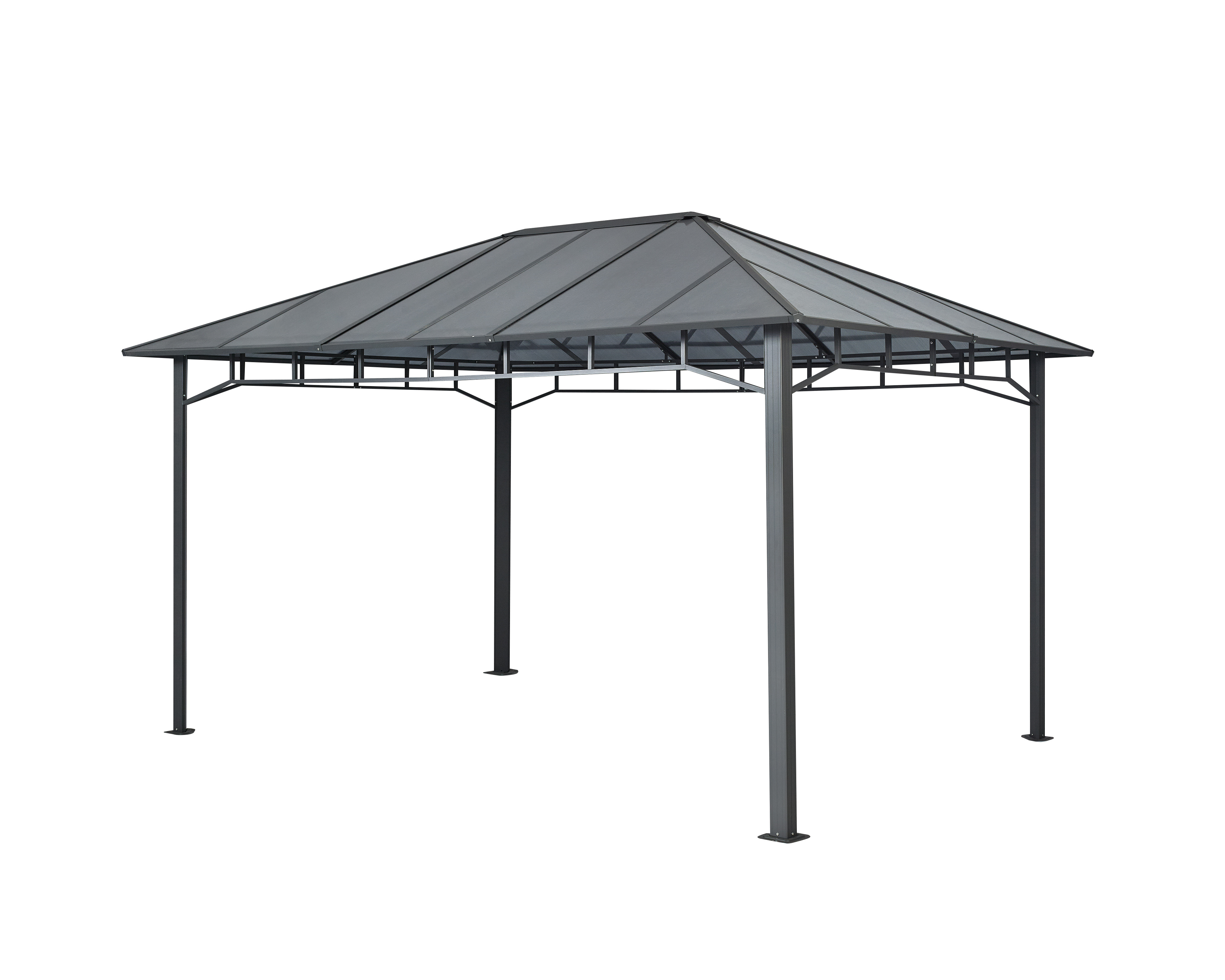 Outdoor Resistant Garden Shade-shed Courtyard Rainproof Solid Roof Aluminium Gazebo Hardtop Metal Frame Gazebo