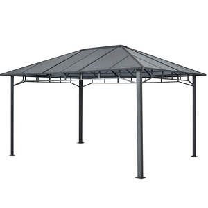 Outdoor Resistant Garden Shade-shed Courtyard Rainproof Solid Roof Aluminium Gazebo Hardtop Metal Frame Gazebo