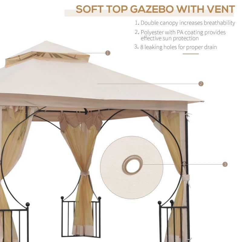 Outdoor Activity Canopy Pop Up Luxury Double Soft Top Gazebos Patios With Mosquito Netting