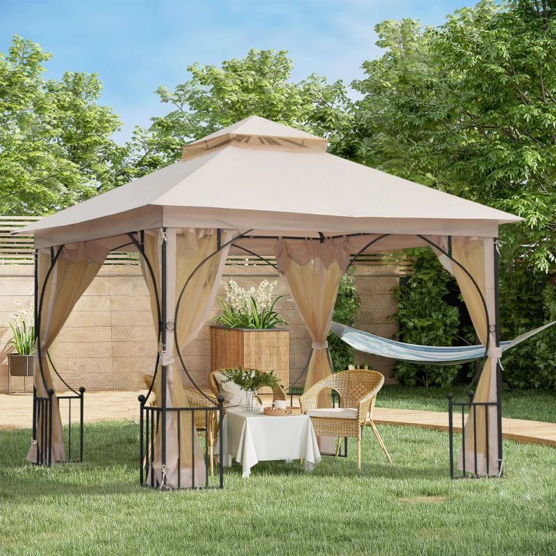 Outdoor Activity Canopy Pop Up Luxury Double Soft Top Gazebos Patios With Mosquito Netting