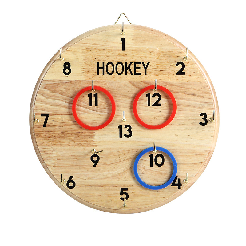 custom hot sale outdoor game hookey board game on the wall wooden ring toss game with hanging board