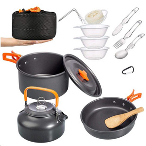 16-Piece Camping Cookware Set Campfire Kettle