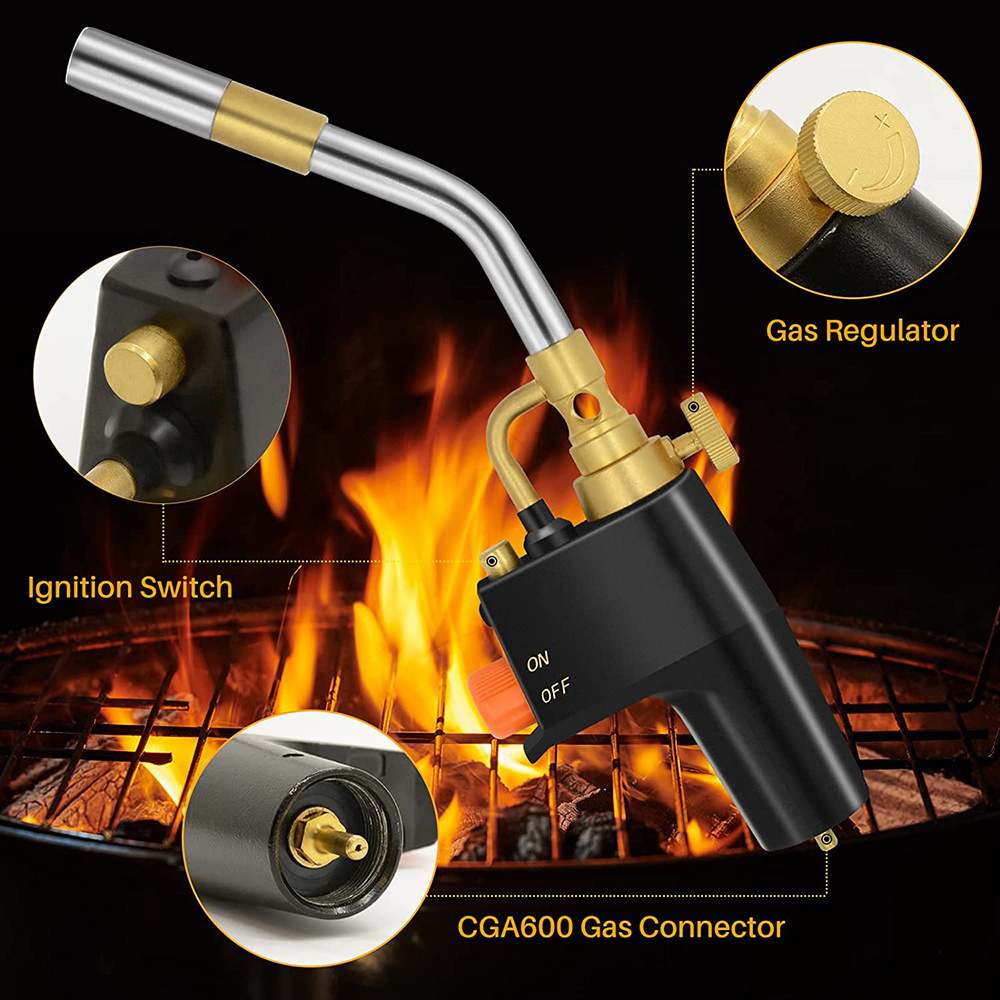 High Intensity Propane Torch Head Trigger Start Mapp Gas Torch with Self Ignition Pencil Flame Welding Torch