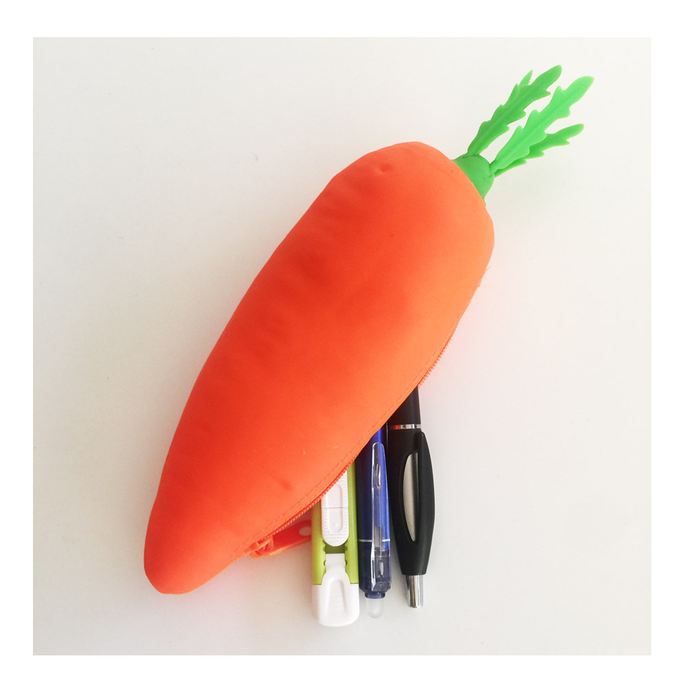 Fancy Carrot Shape Silicone Pencil Case