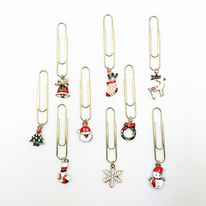 Christmas Holiday Decoration Pendant Book Mark Stainless Steel Gold Paper Clip