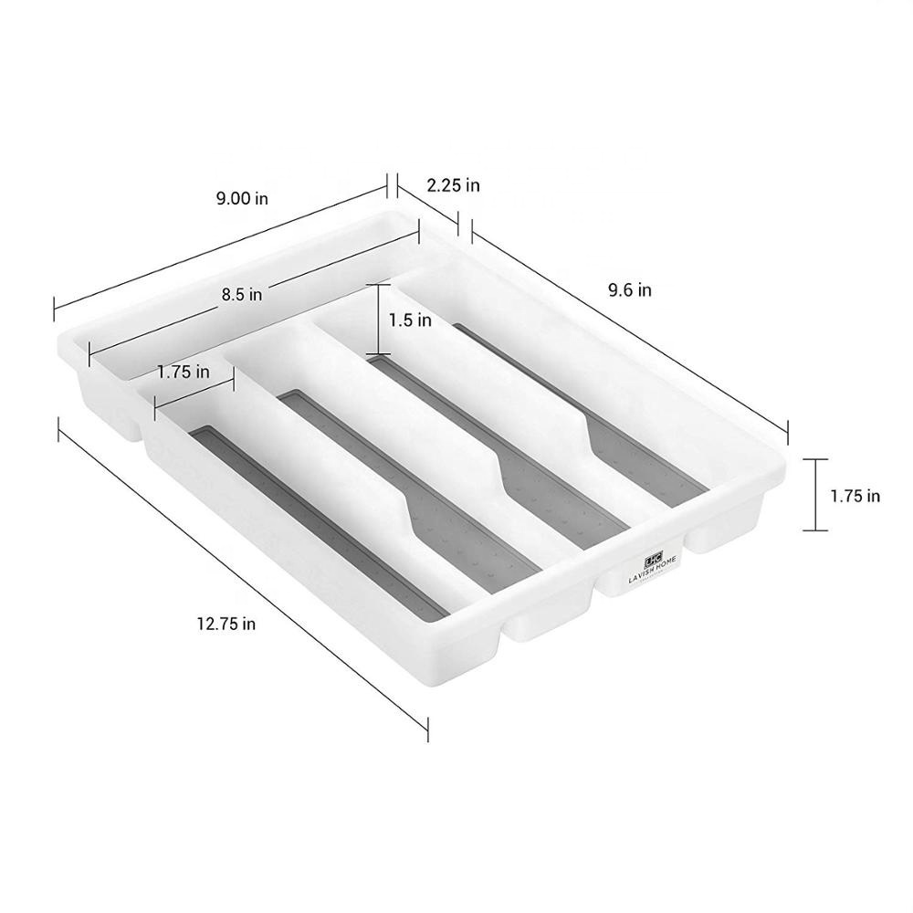 5 Compartment Non-Slip Plastic Custom Cabinet Cutleri Utility Organizer Kitchen Cutlery Drawer Insert Tray for Utensils