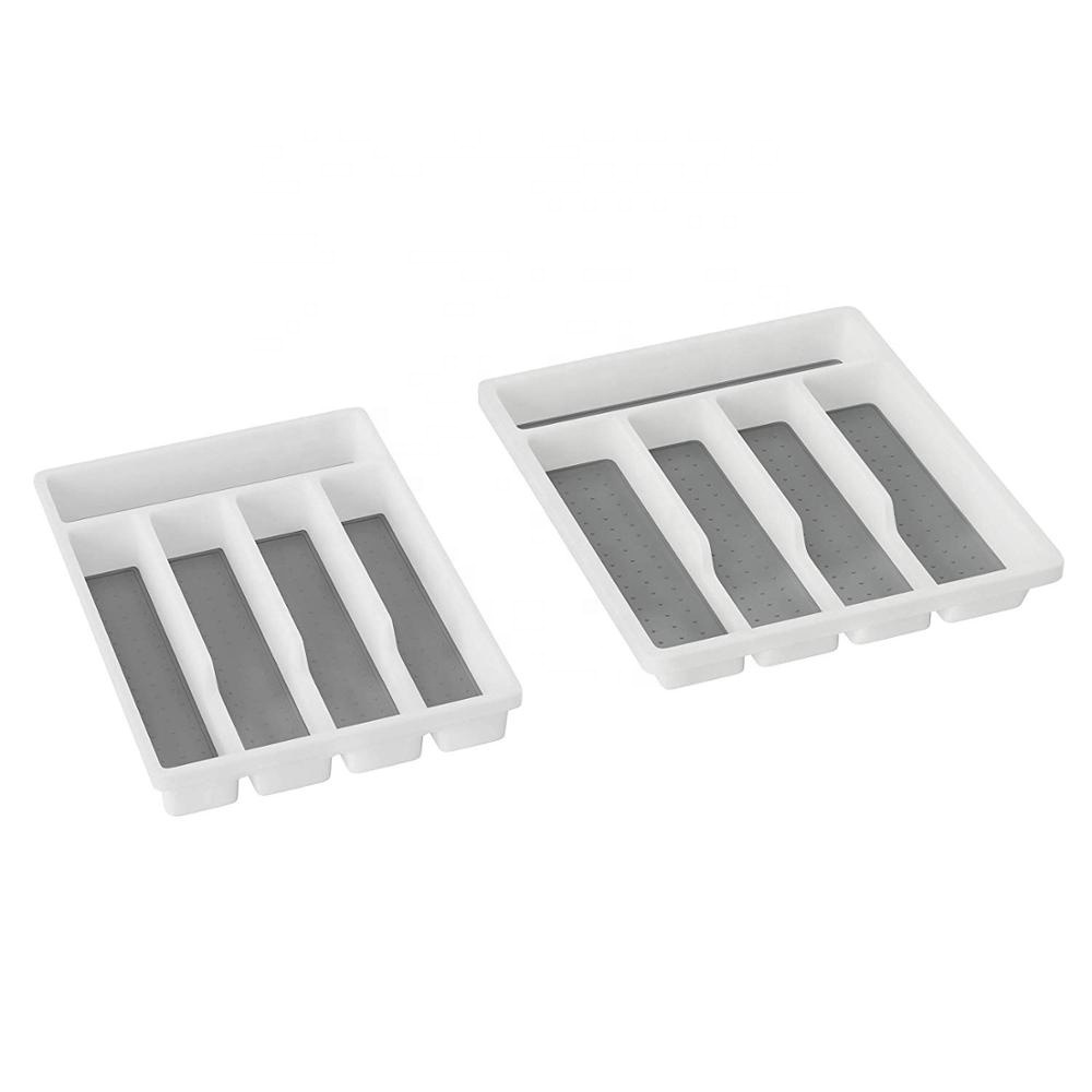 5 Compartment Non-Slip Plastic Custom Cabinet Cutleri Utility Organizer Kitchen Cutlery Drawer Insert Tray for Utensils