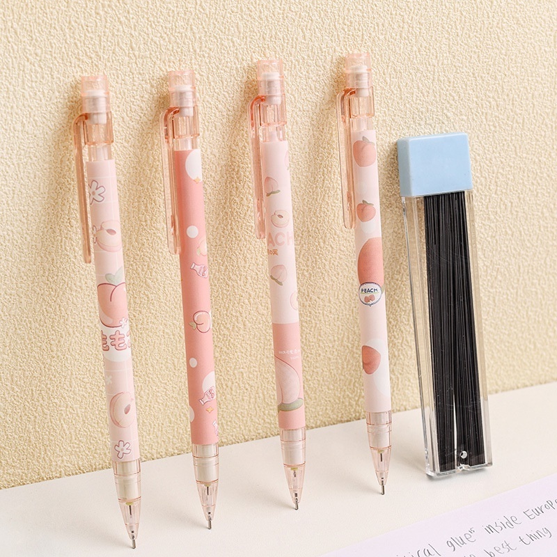 wholesale sweet cartoon plastic korean cute honey peach mechanical pencils for student