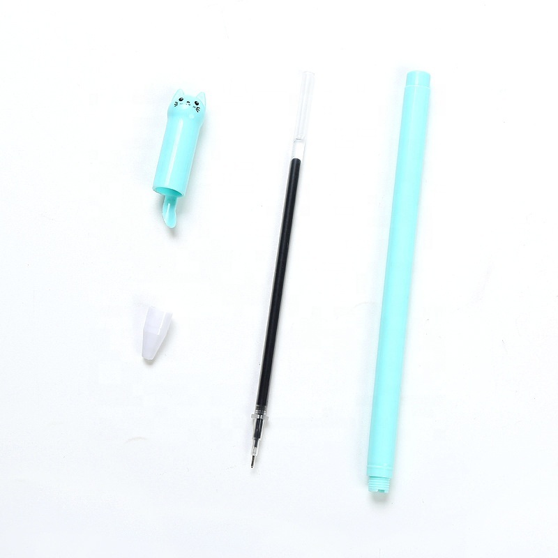 2023 Cute Kawaii Cat Gel Pen Cartoon Plastic Gel Pens For Writing Office School Supplies Korean Stationery