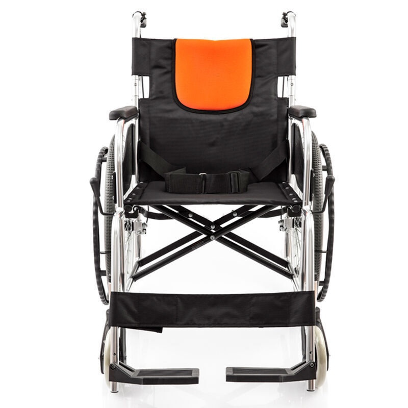 Foldable manual wheelchair 24 inch solid tire wheelchair with armrest for the elderly and disabled