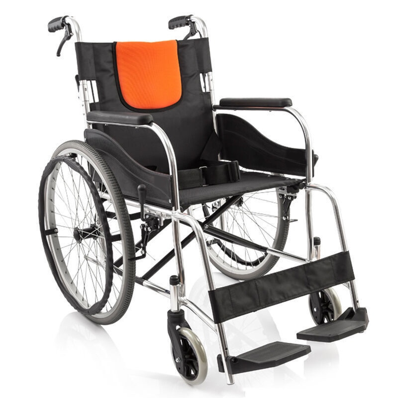 Foldable manual wheelchair 24 inch solid tire wheelchair with armrest for the elderly and disabled