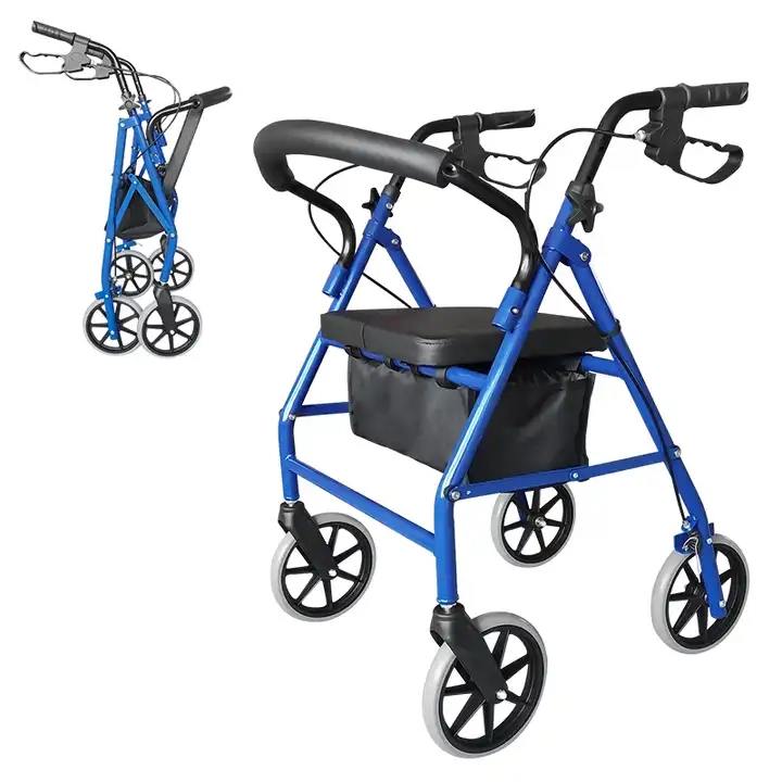 carbon fiber adult walking aid hemiplegic portable walker with seat Rollator Wheelchair for old people with shopping bag