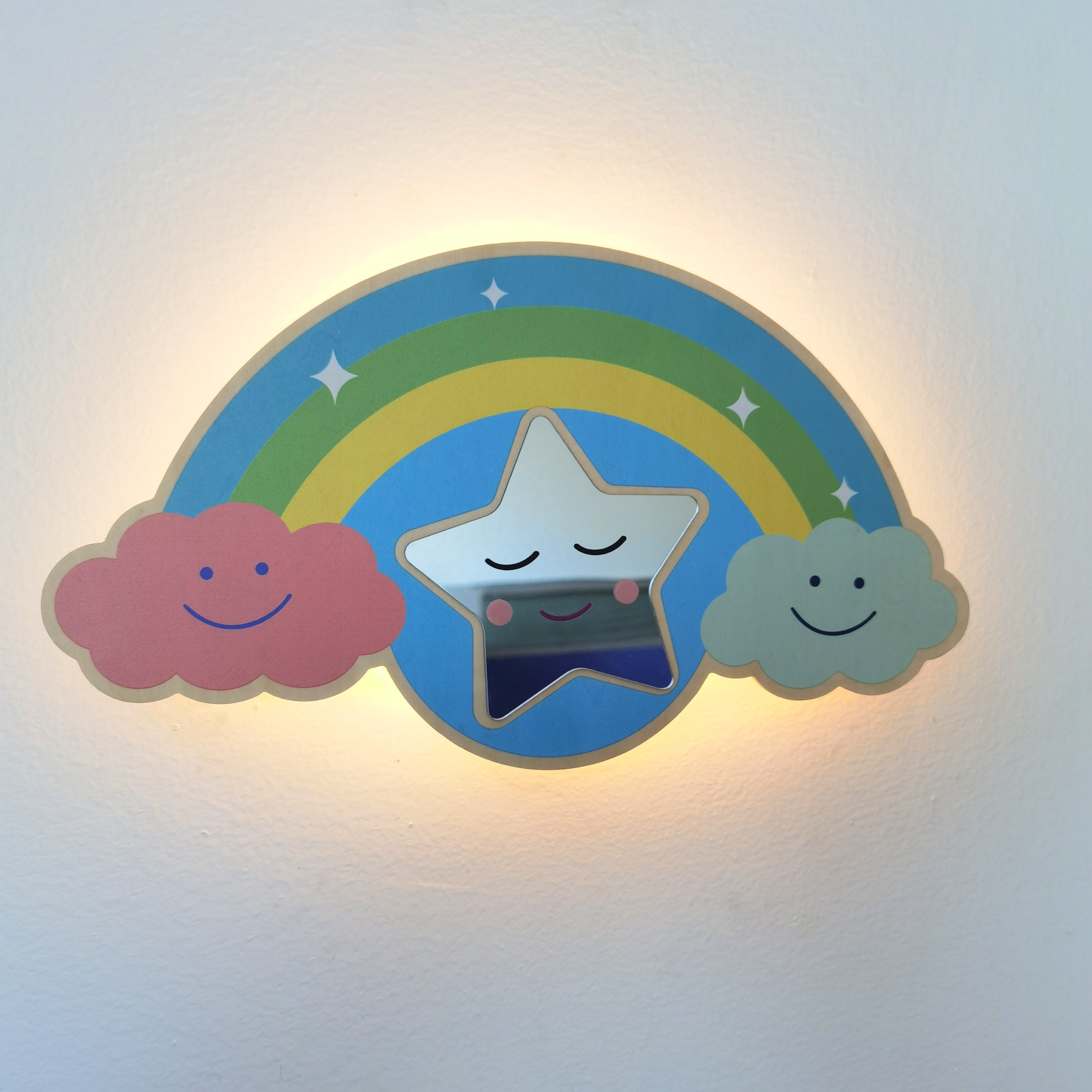 Rainbow Wooden Decorative Wall Light Remote Control Dimmable Nursery Night Light With Timer Rechargeable Battery