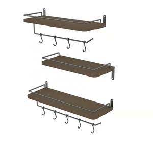 Minimalist Wooden Wall Shelf Multiple Purpose 3 Tiered Wall Mount Floating Shelf Bedroom And Kitchen Floating Shelves