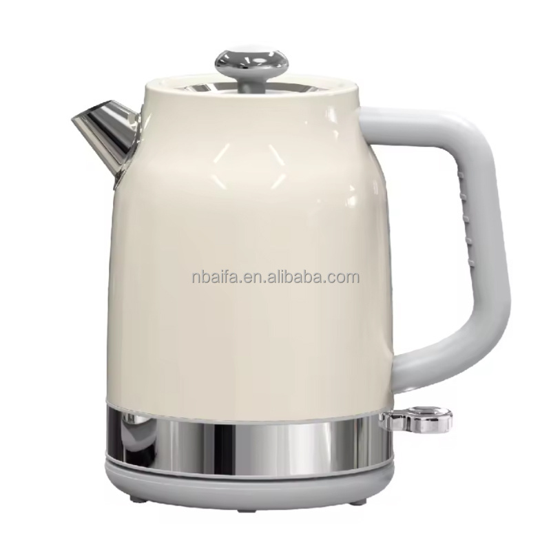 Aifa Electric Kettle Teapot 1.7 Liter Fast Heater Boiler Stainless Steel Retro Kettle Auto Shut-Off Portable Water Kettle