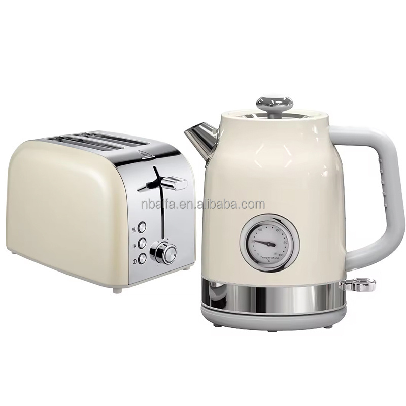 Aifa  Style Stainless Steel 1.7L Electric Tea Kettles and 2 Slices Toaster Set Temperature Control Toaster and Kettle