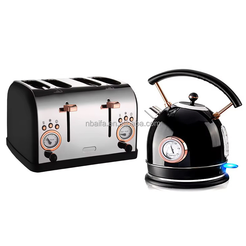 Aifa  Style Stainless Steel 1.7L Electric Tea Kettles and 2 Slices Toaster Set Temperature Control Toaster and Kettle