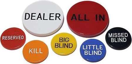 Little Blind, Big Blind, Dealer button and ALL IN Poker Buttons