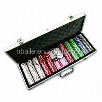 500pcs poker chip set in Silver aluminium case