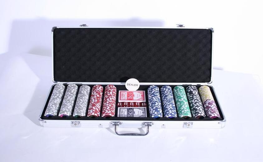 500pcs poker chip set in Silver aluminium case