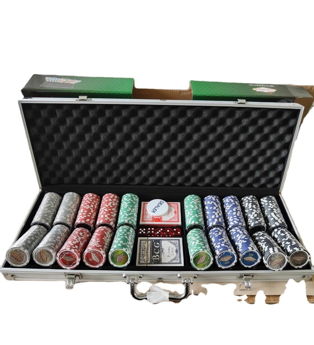 500pcs poker chip set in Silver aluminium case