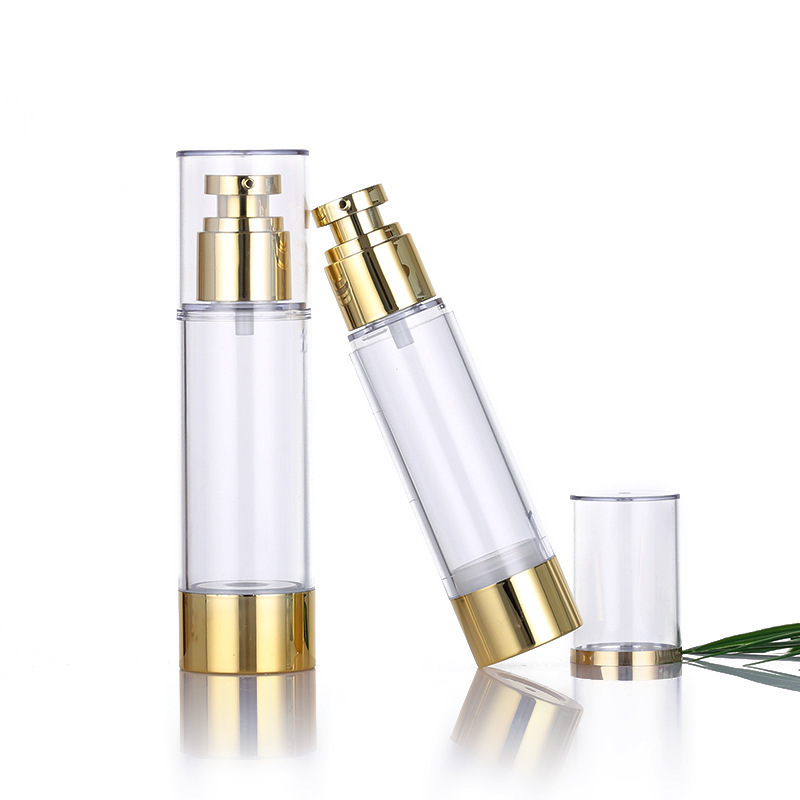 Gold color Airless Pump Bottles Refillable Cosmetic Travel Size Dispenser Vacuum Plastic Travel Bottles Shampoo Bottle Liquid