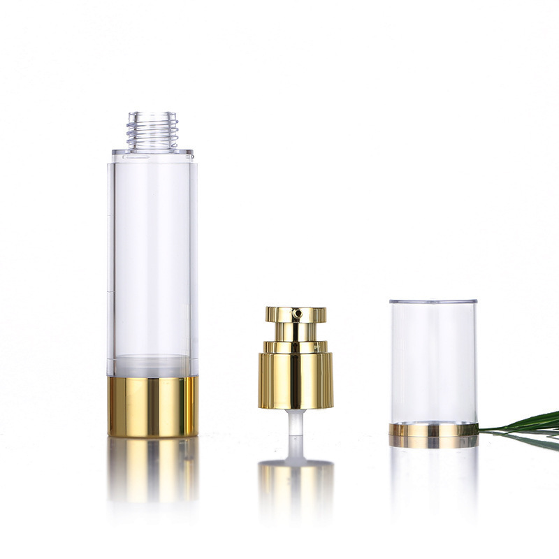 Gold color Airless Pump Bottles Refillable Cosmetic Travel Size Dispenser Vacuum Plastic Travel Bottles Shampoo Bottle Liquid