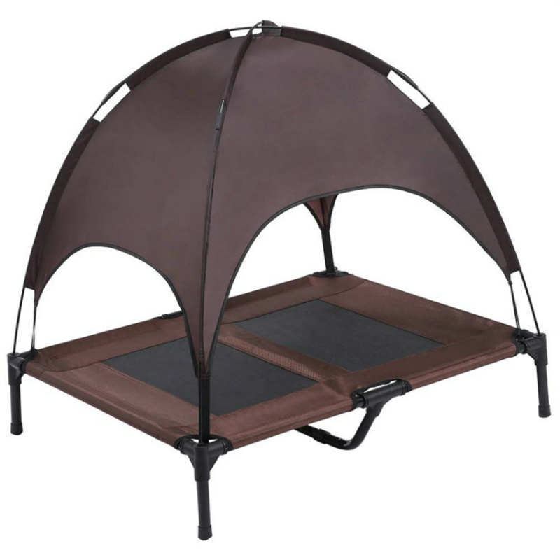 Outdoor Camping Elevated Dog Cot Portable Cooling Raised Pet Beds with Removable Canopy Shade Tent for Beach