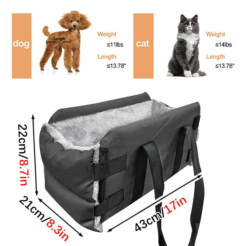 Winter Warm Soft More Stable Center Console Dog Car Seat Puppy Booster Seat with Seatbelt Comfortable Pet Car Carrier Beds