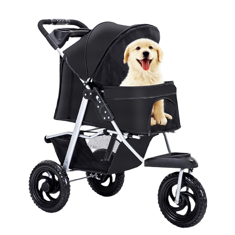 Portable 3 Wheels Pet Trolley Multipurpose Pet Strollers Outdoor Travel Carrier Cat Dog Pet Cart Strollers with Cup Holder