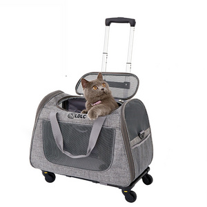 Multipurpose Foldable Rolling Cat Dog Carrier Travel Bag Detachable Pet Trolley Carriers with 4 Wheels