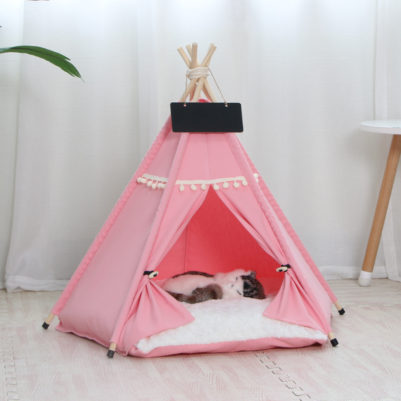 PiCiPaw Portable Cat Bed House Dog Teepee Tent with Thick Cushion Indoor Pet Tent for Dog Puppy