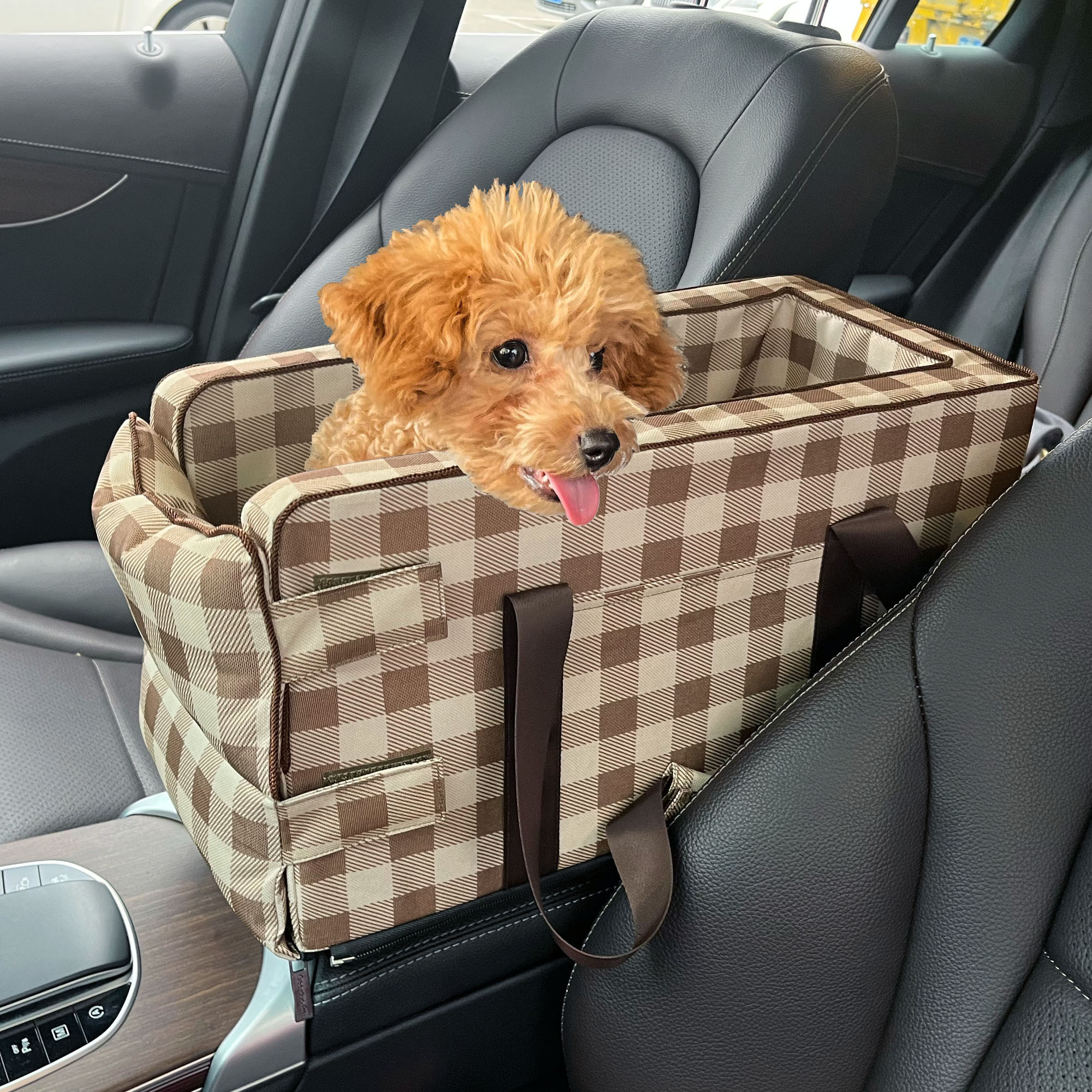 Waterproof Dog Puppy Car Seat Cat Bed Pet Dogs Travel Bag Car Armrest Travel Nest Seat Booster with Strap for Car Center Console