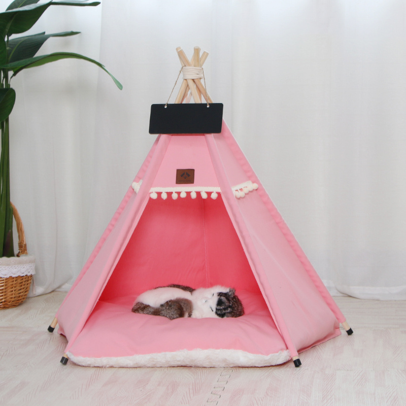 PiCiPaw Portable Cat Bed House Dog Teepee Tent with Thick Cushion Indoor Pet Tent for Dog Puppy