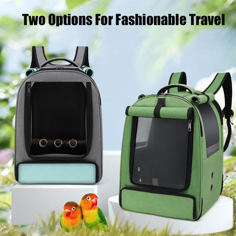 Breathable Portable Bird Carrier Backpack Pet Travel Cage Foldable Travel Backpack for Small Birds Green Cheek Parrot