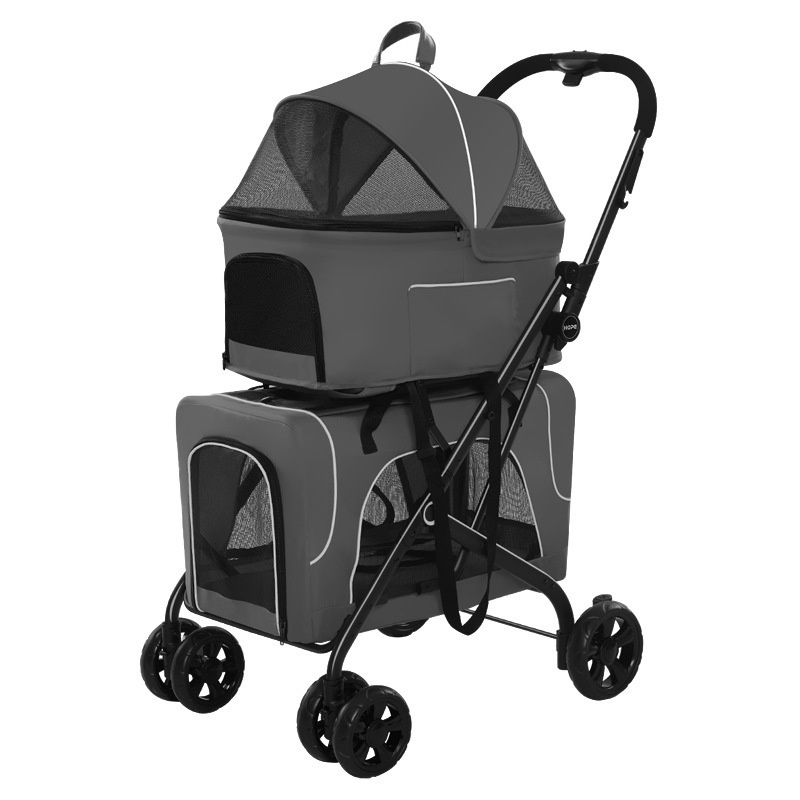 Foldable 3 in 1 Pet Stroller Double Layer Pet Carrier Bag Detachable Dog Stroller for Dogs Cats