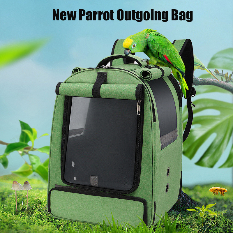 Breathable Portable Bird Carrier Backpack Pet Travel Cage Foldable Travel Backpack for Small Birds Green Cheek Parrot