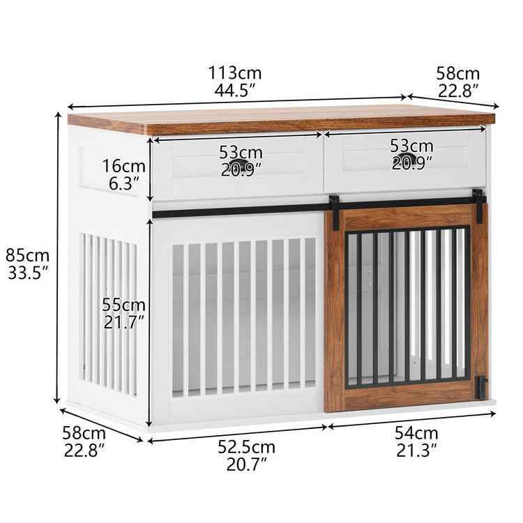 Indoor Home Living Room Bedroom Office Pet Dog Crate Houses Furniture Multifunctional Wooden Metal Dog Kennels Cages