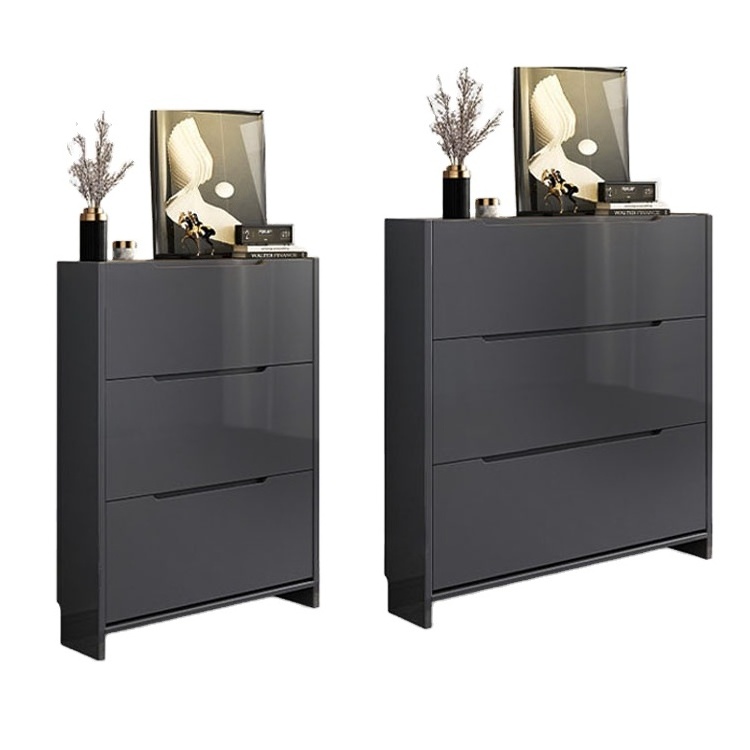 Home Entryways Living Room Black Shoe Stand Storage Organizer Rotating Tipping Bucket Shoe Cabinet Rack