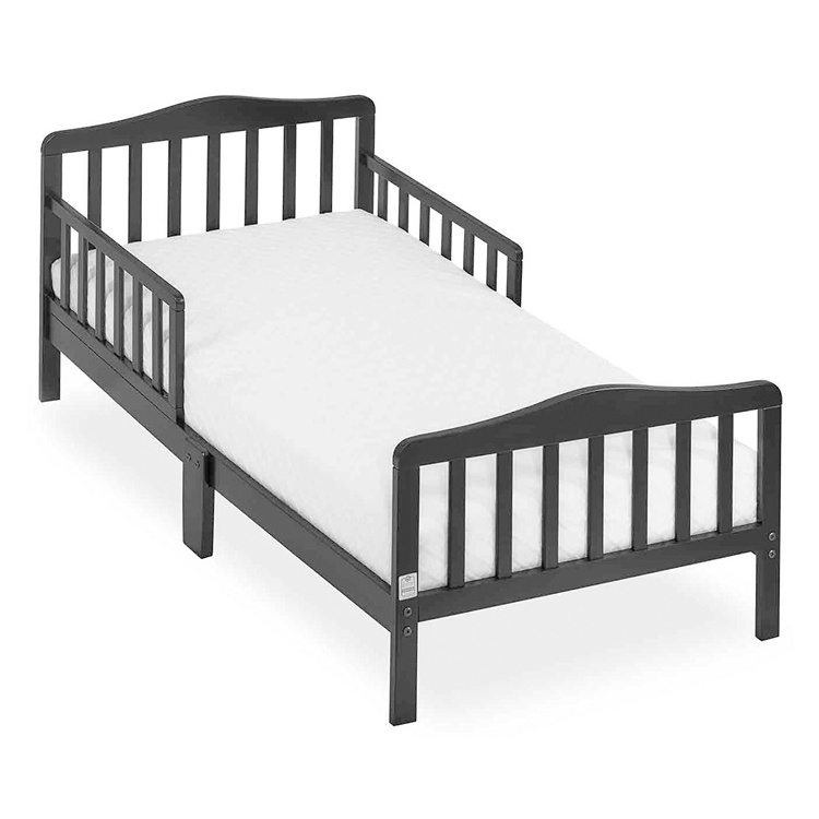 Home Bedroom Solid Wooden Baby Boys Girls Cot Crib Children Kid Toddler Bed with Side Guardrails